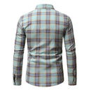 Men Vintage Plaid Button Up Dress Shirts Slim Fit Long Sleeve Shirt Men Streetwear Casual Social Shirt Male