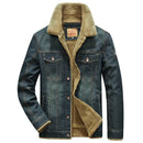 Winter Denim Jacket Men Windbreaker Fleece Thick Warm Men Jackets Outwear Jeans Coat
