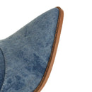 Denim Western Women Knee High Boots Wedges High Heel Cowboy Boots Slip On Autumn Winter Woman Shoes