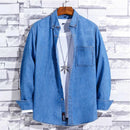 Cotton Denim Shirt Men Full Sleeve Thin Casual Regular Fit males leisure for Men Soft Comfortable pocket top