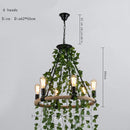 Multi Heads Simulation Green Leaf Chandelier Corridor Lighting Decoration Lamp