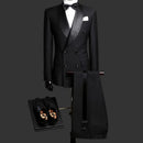 Men Suits with Double Breasted Black Formal Wedding Groom Tuxedos Male Set Jacket with Pants