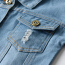 Spring Autumn Kids Casual Jacket Girls Ripped Holes Jeans Coats Little Boys Girls Denim Outerwear Costume