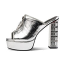 Women Ladies Leather Platform Sandals Square Toes Thick Heels Summer Shoes