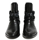 British Black Chains Alligator Leather Cross Strap Buckle Man Boots Gentleman Dress Shoes Pointed To Male Chelsea Boots