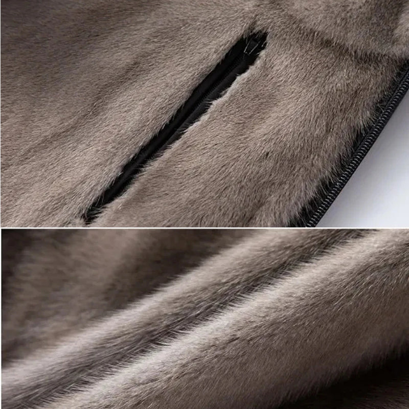 Winter Men's Parka Overcoming Mink Fur Casual Jacket Wear Fur Stand-up Collar Jacket winter Jacket and coat