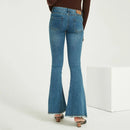 Soft Stretch Jeans Pants Boot Cut Female Mid Waist Jeans Femme Long Denim Pants For Women