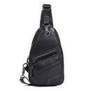 Genuine Leather Men's Shoulder Bag Chest Bag Vintage Casual Sling Bags for Men  Male Chest Pack with with Earphone Hole