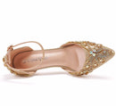 Women Shoes Wedding Bridal Glitter Fetish Stiletto Rhinestone Gold Pumps