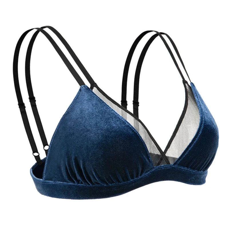 Lining Wire Free Comfort Unpadded Bras Velvet Cup Two layers Thin Bra