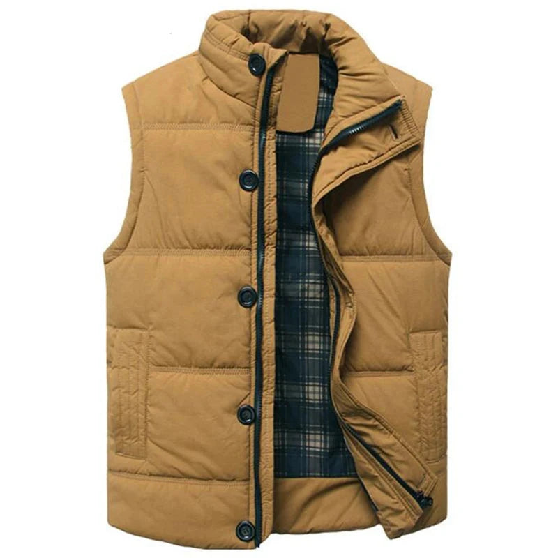 Men Spring Autumn Casual Vest Men Stand Solid Color Warm  Jacket Vests Outdoor Waistcoat Men