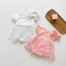 Baby Girls Bodysuit Dress Elegant Summer Ruffles Short Sleeve Jumpsuit Cute Party Princess Outfit