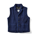 Retro Indigo Jacket Vest Men Cotton Thick Lapel Blue Dyed Vest  Autumn Casual Cardigan Coat
