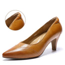 Women Leather Dress Pumps Handmade Comfort Elegant Pointed Toe High Heels Ladies Shoes