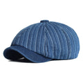 Four Seasons Denim Caps Hat For Male Detective Hats Retro Flat Caps
