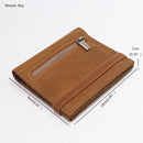 Genuine Leather Wallet For Men Male Short Bifold Small Slim Men's Zipper Coin Pocket