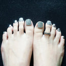 Summer Silver Sparkling Silver Diamond Finished Manicure Patch False Nails Toe Nail Press