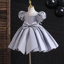 Girls Party Dresses Kids Summer Short Sleeve Satin Beading Ball Gowns Teenagers Birthday Wedding Party Show Dresses