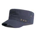 Casual Flat Top Army Caps For Men Cotton Military Hats Women Solid Black Sun Hat