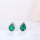 Vintage Sterling Silver Emerald Emerald Gemstone Earrings Ear Studs Fine Jewellery