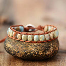Leather Wrap Bracelet Stones Femme Vintage Weaving Designer Art Bracelet Jewelry Gifts
