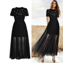 Designer Women Dress Sets Knitting Top Beaded Sweater & Midi Long Skirts Set Black Outfits Chic