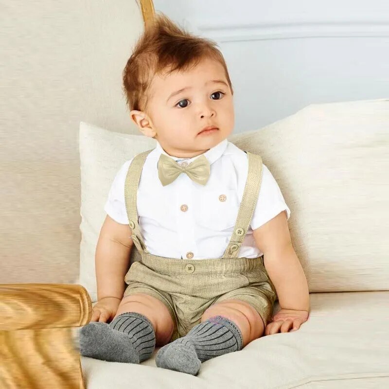 Cute Baby Clothes Months Baby Boy Outfit Suspenders Gentleman Suit Set Clothing Boy Costume