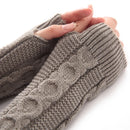 Knitted Fingerless Gloves Winter Twist Pattern Women Men Half Finger Knitting Mittens Thermal Arm Sleeve