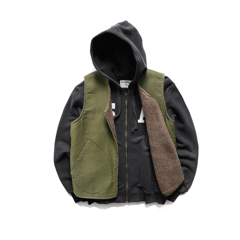 Retro Thick Fleece Vest Sherpa Jacket Men Vest American