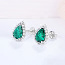 Vintage Sterling Silver Emerald Emerald Gemstone Earrings Ear Studs Fine Jewellery