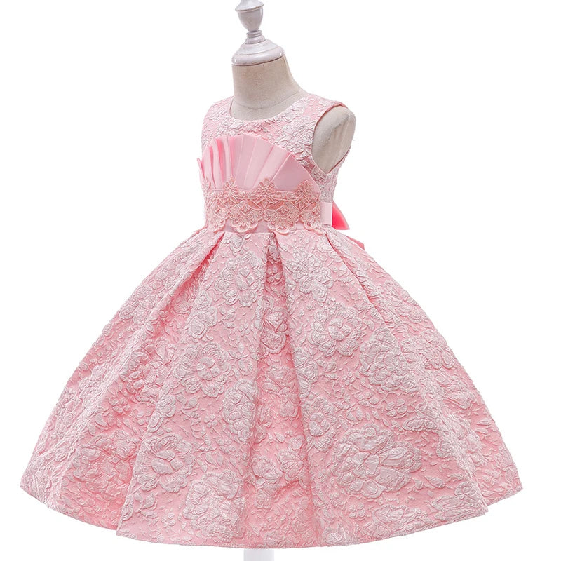 Spring Summer Flower Girl Dresses Christmas Print Princess Birthday Party Dress Children Girls Ball Gown