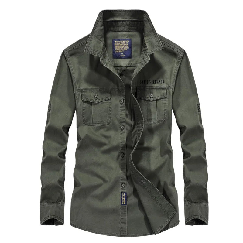 Military Army Shirt Men Cotton Long Sleeve Mens Shirts