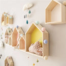 Nordic Wall Shelf Display Hanging Shelving Kid's Room House Shape Shelf Wooden Decor