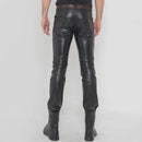 Men Windproof Motorcycle Genuine Leather Pants Casual Biker Trousers