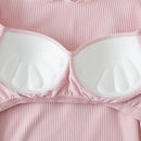 Women T-Shirts Built-in Bra Padded Stretchable Tops Tshirts Short Sleeve Ruffles Sexy Casual