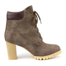 Women ankle boots round toe lace up winter boots high heels platform shoes ladies office shoes