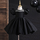 Girls Party Dresses Kids Summer Short Sleeve Satin Beading Ball Gowns Teenagers Birthday Wedding Party Show Dresses