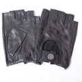Pair of black leather gloves on a white background, Obroi