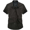 Casual Shirts Summer Men Loose Baggy Shirts Short Sleeve Turn-down Collar Military Style Male Clothing