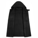 Wool double-faced woolen men's coat hooded cloak high-end horn buckle black windbreak