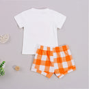 Summer Baby Girls Boys Clothes Sets Letter Short Sleeve T Shirts Plaid Shorts Outfits