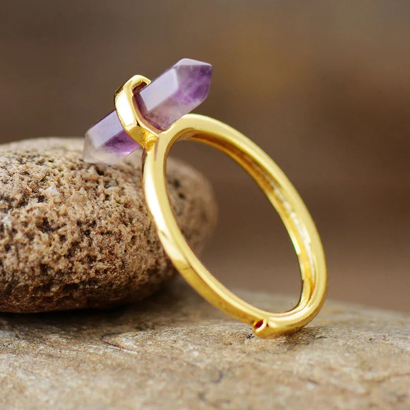 Women Hexagonal Cone Stone Finger Rings Modern Adjustable Cocktail Designer Ring Anniversary Wedding Jewelry