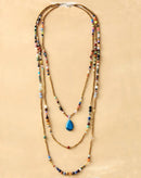 Statement Necklace Natural Stones Seed Beads Pendant Layers Necklace Bohemia