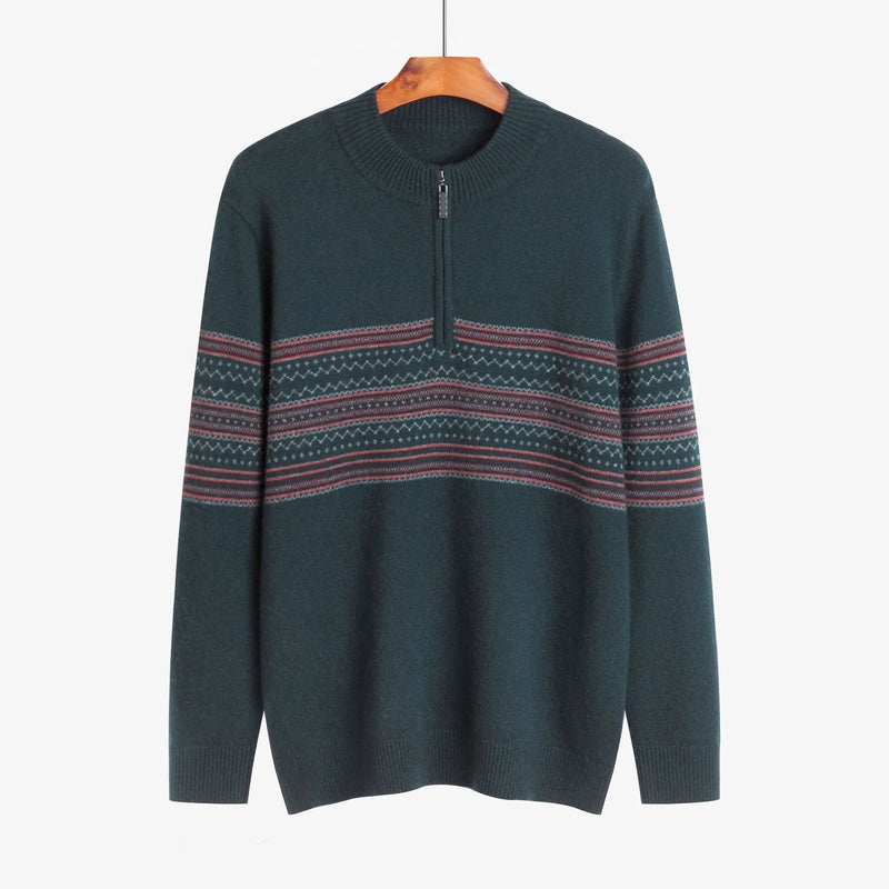 Cashmere striped grey blackish green winter warm gentle men sweater