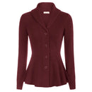 Women Vintage Cardigan Sweater Shawl Lapel Button Down Sweater Outwear Solid Coat Peplum Hem Cardigan Sweater