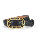 Belt Women Leather Material Metal Chains Pin Buckle Rhombic Pattern Luxury Brand Designer Belt