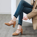 British style buckle pumps women elegant Embossing process footwear