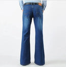 Spring Men Jeans Vintage Flare Long Denim Pants Blue Trouser Slim