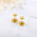 Sterling Silver Round Emerald Gemstone Engagement 18K Gold Plated Earrings For Women Fine Jewellery