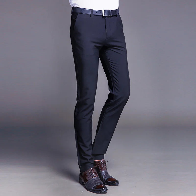 Men Suit Pants Straight Spring Autumn Long Male Classic Business Casual Trousers Slim Fit Full Length